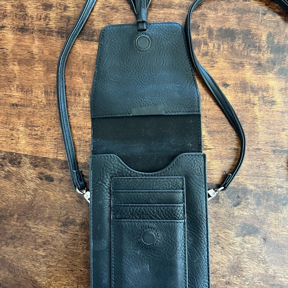Oprah’s Favorite Black Leather Crossbody Phone Bag with Tassel - Picture 2 of 6